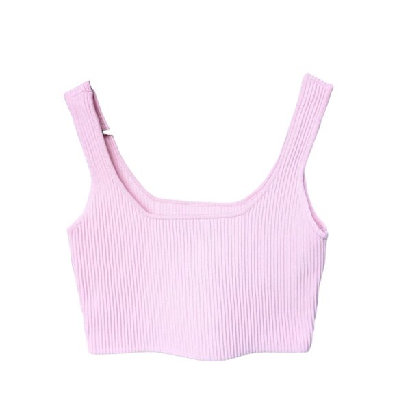 White Fox Boutique Pink Ribbed Square Neck Tank Top Women Size Small - Picture 5 of 10